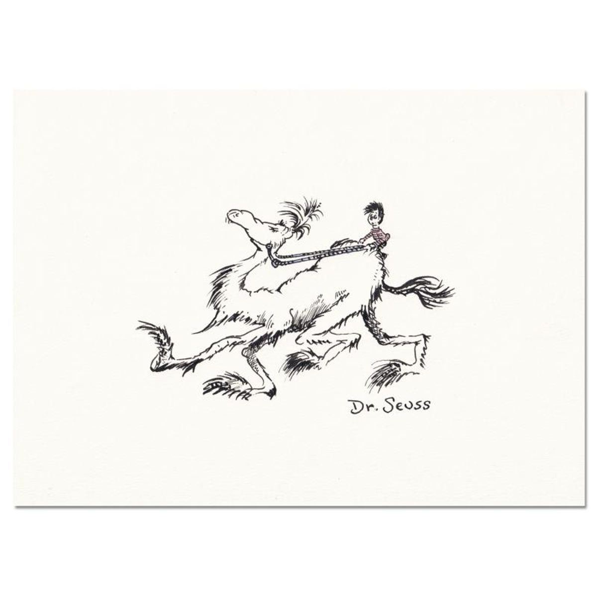 Dr. Seuss (1904-1991), "Boy & Camel" Hand Signed Original Art with Letter of Authenticity.