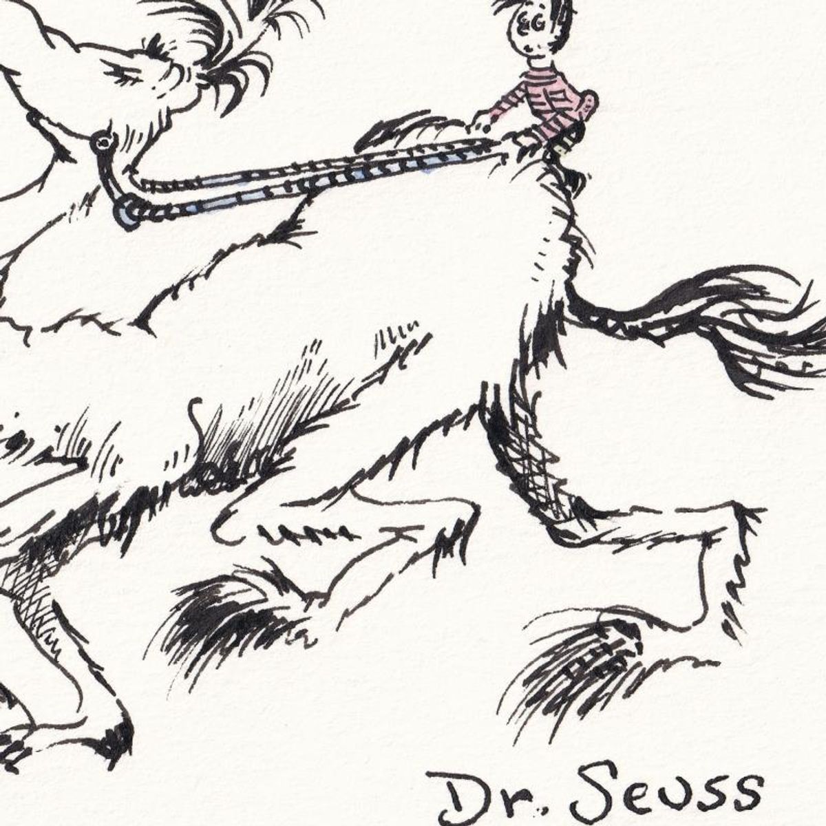 Dr. Seuss (1904-1991), "Boy & Camel" Hand Signed Original Art with Letter of Authenticity.