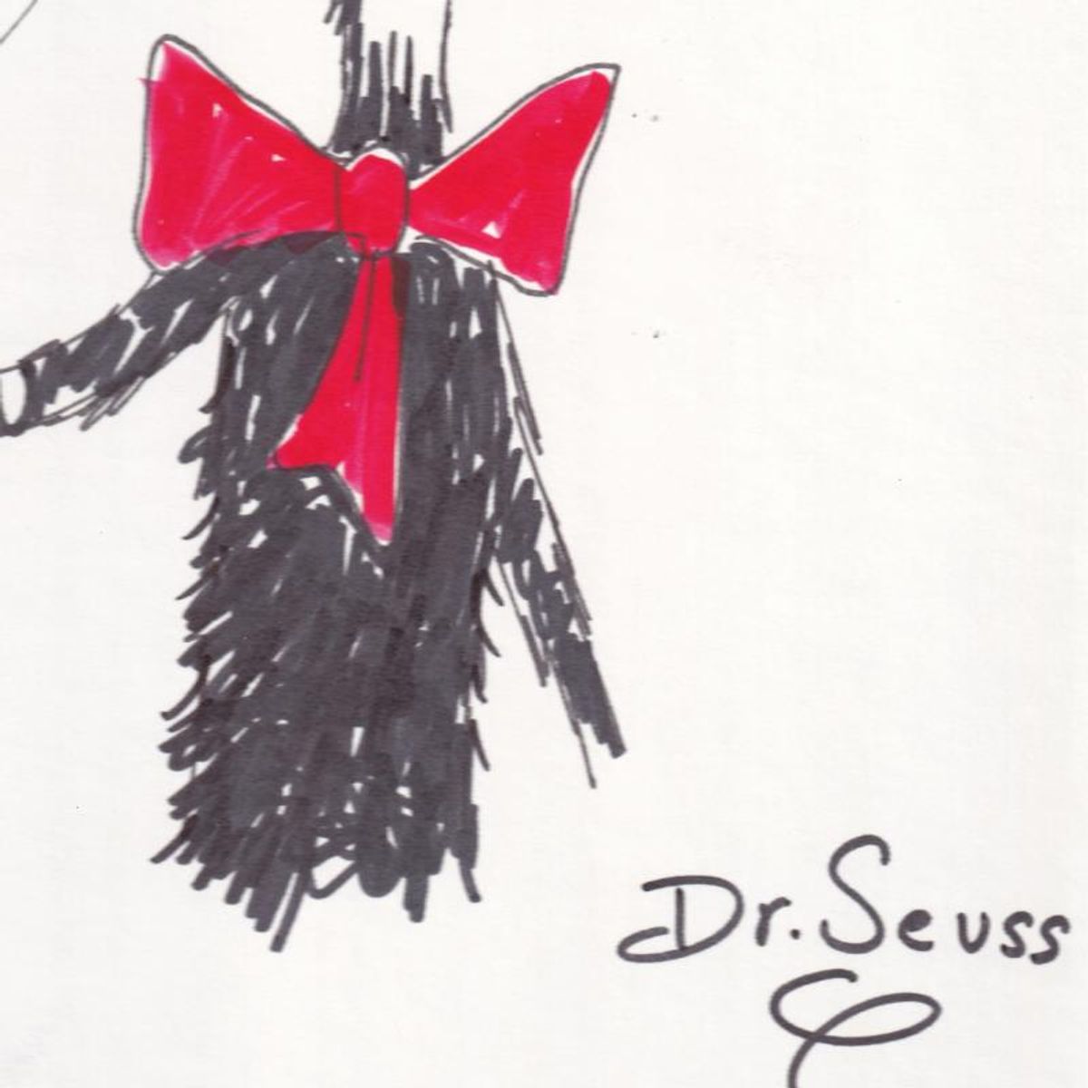 Dr. Seuss (1904-1991), "Cat Tips His Hat" Hand Signed Original Art with Letter of Authenticity.