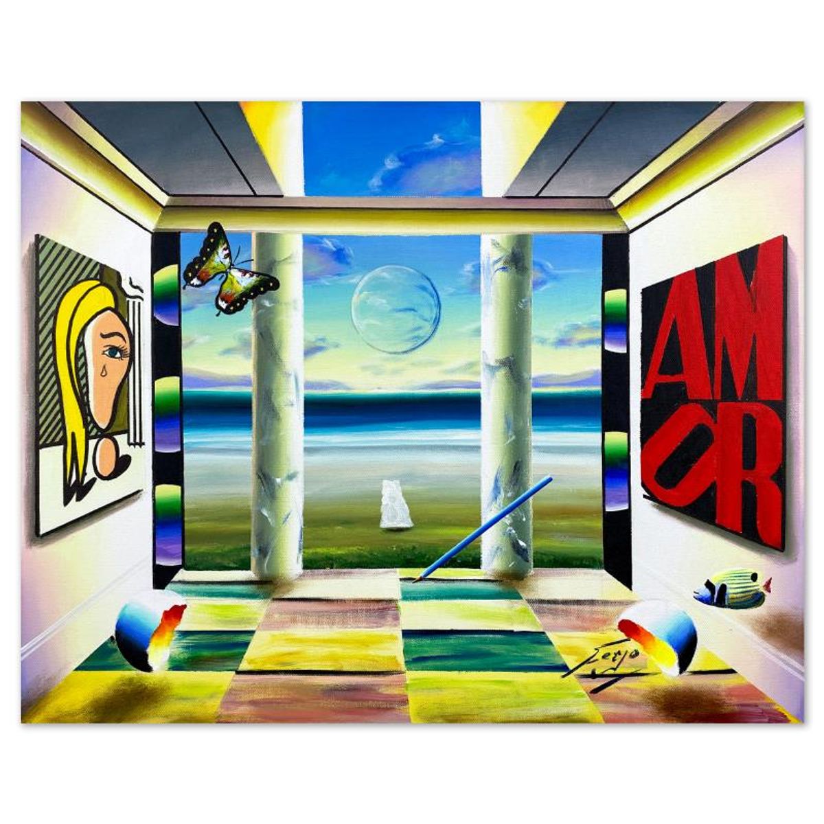 Ferjo, Original Acrylic Painting on Canvas, Hand Signed with Letter of Authenticity.