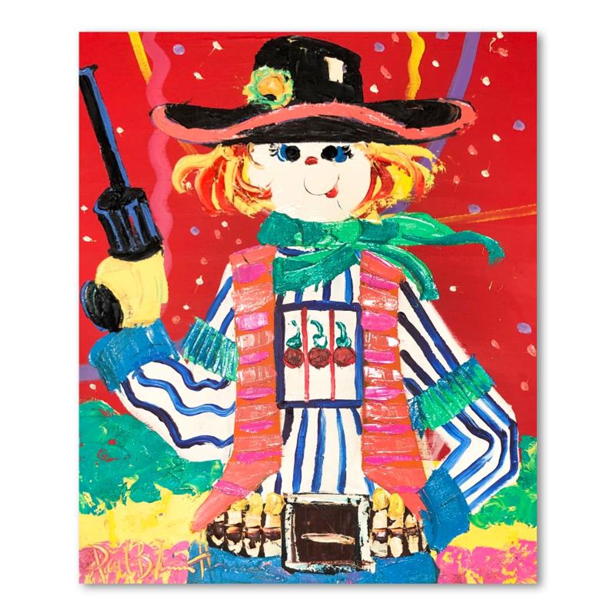 Paul Blaine Henrie (1932-1999), "Fist Full of Dollars" Hand Signed Original Painting on Canvas (40"x30") with Letter of Authenticity.
