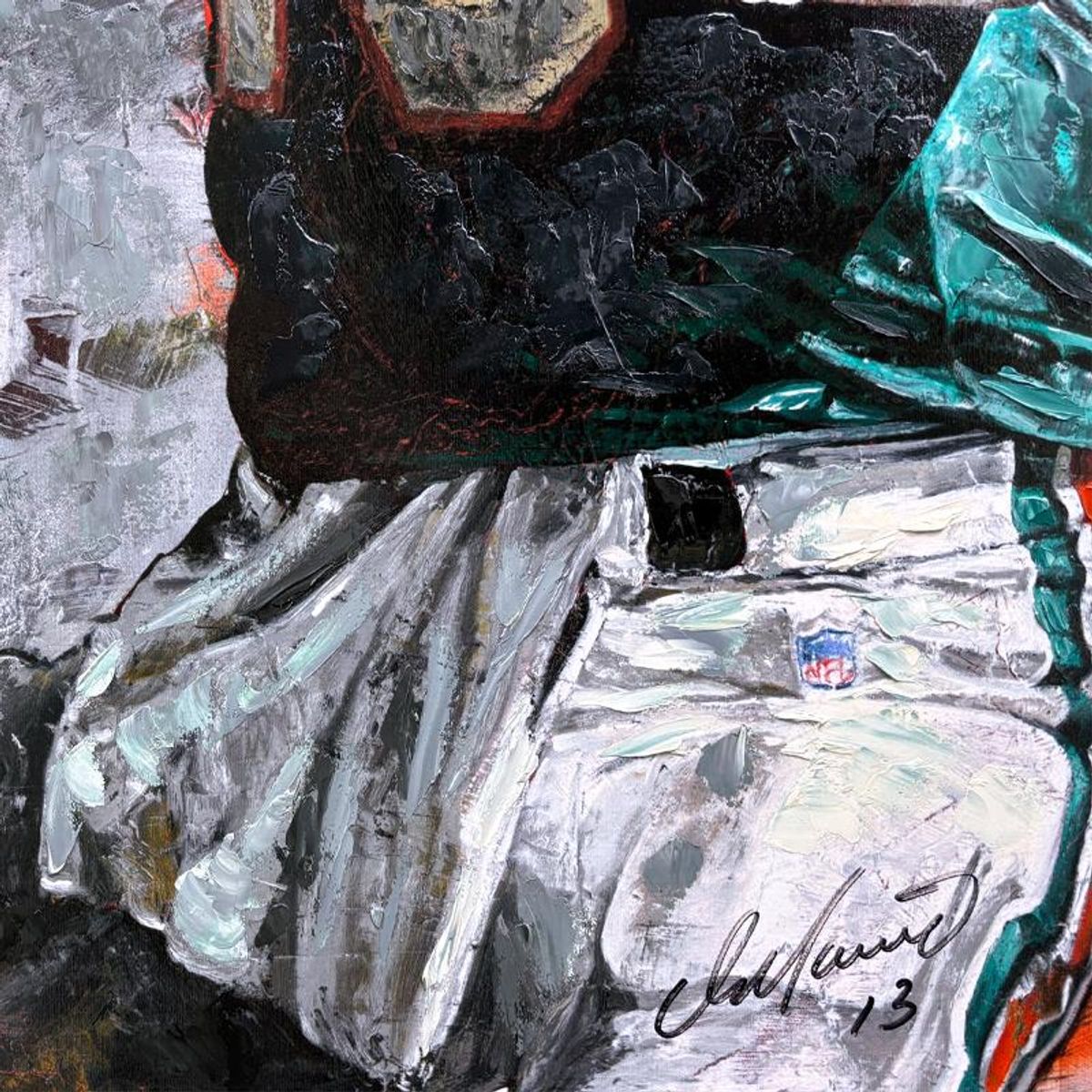 Stephen Holland, "Dan Marino" Hand Enhanced Limited Edition Serigraph on Canvas, AP Numbered 16/23 and Hand Signed by the Artist and Dan Marino with Certificate of Authenticity.