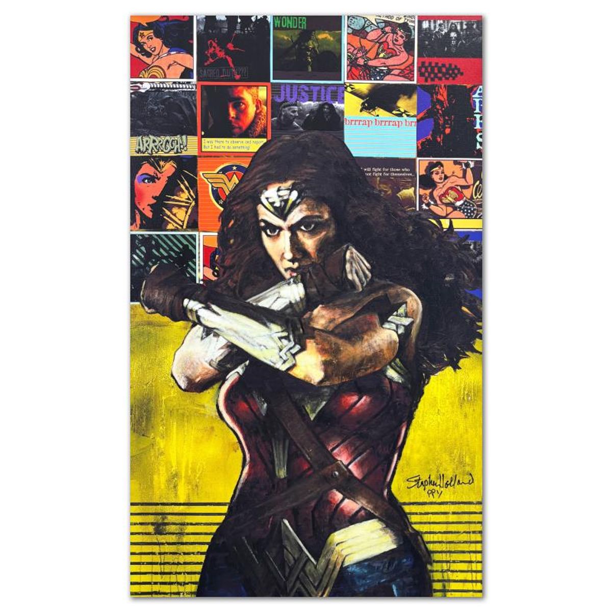 Stephen Holland, "Gal Gadot: Wonder Woman" Limited Edition on Canvas, PP Numbered 1 and Hand Signed with Certificate of Authenticity.