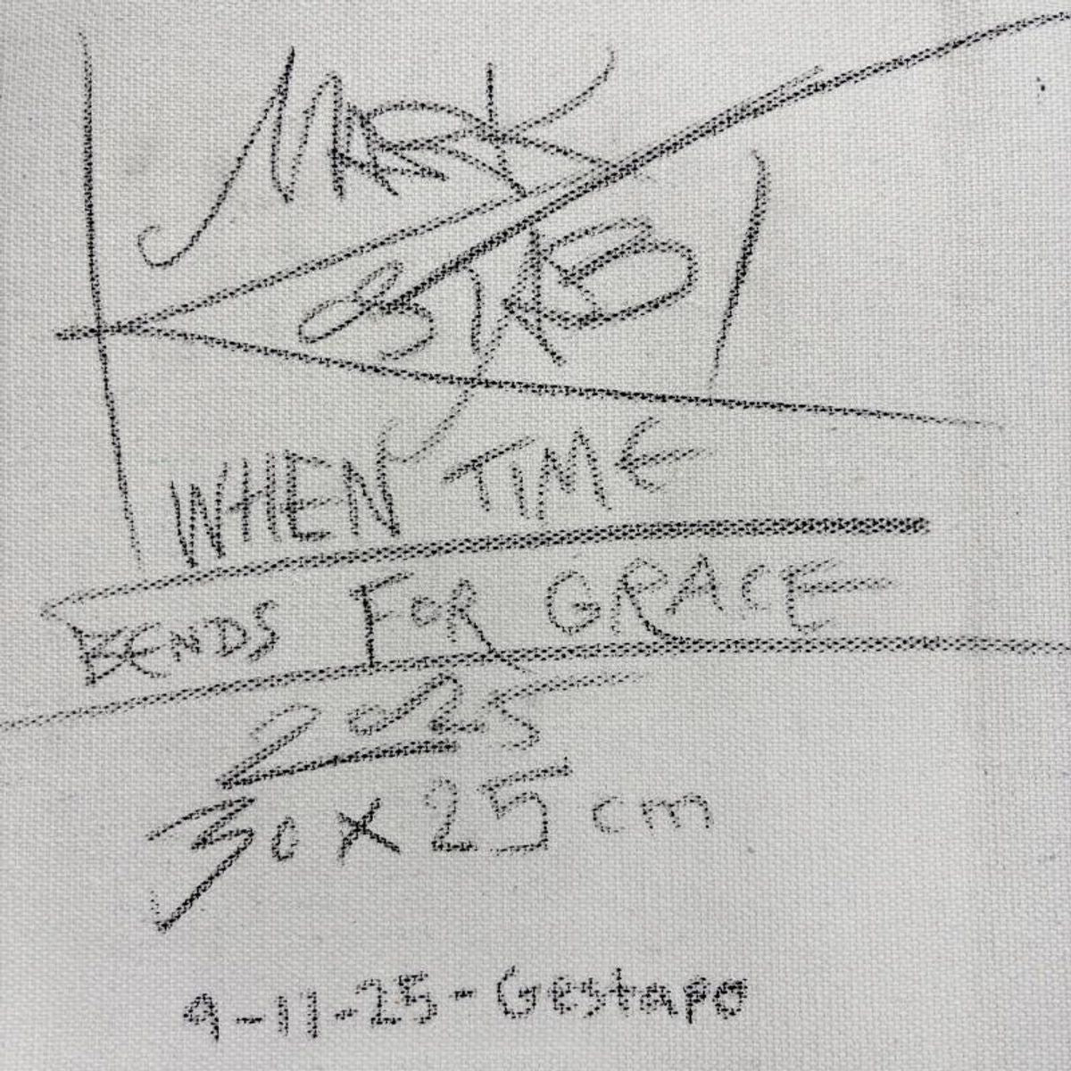 Mark Kostabi, "When Time Bends for Grace" Framed Original Oil Painting on Canvas, Hand Signed with a Certificate of Authenticity.