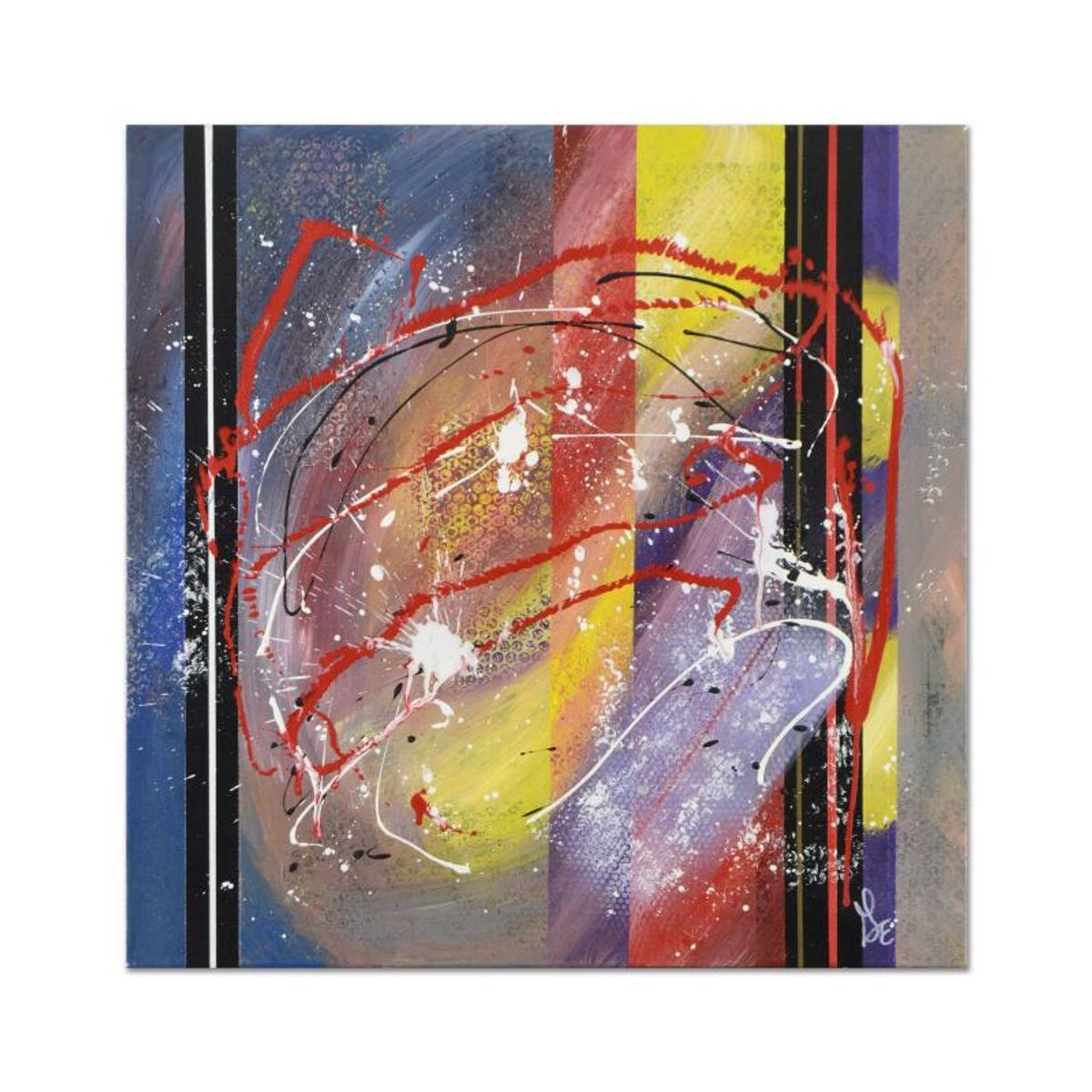 George Marlowe, "Verticals" Hand Signed Original Acrylic Painting on Canvas with Letter of Authenticity.