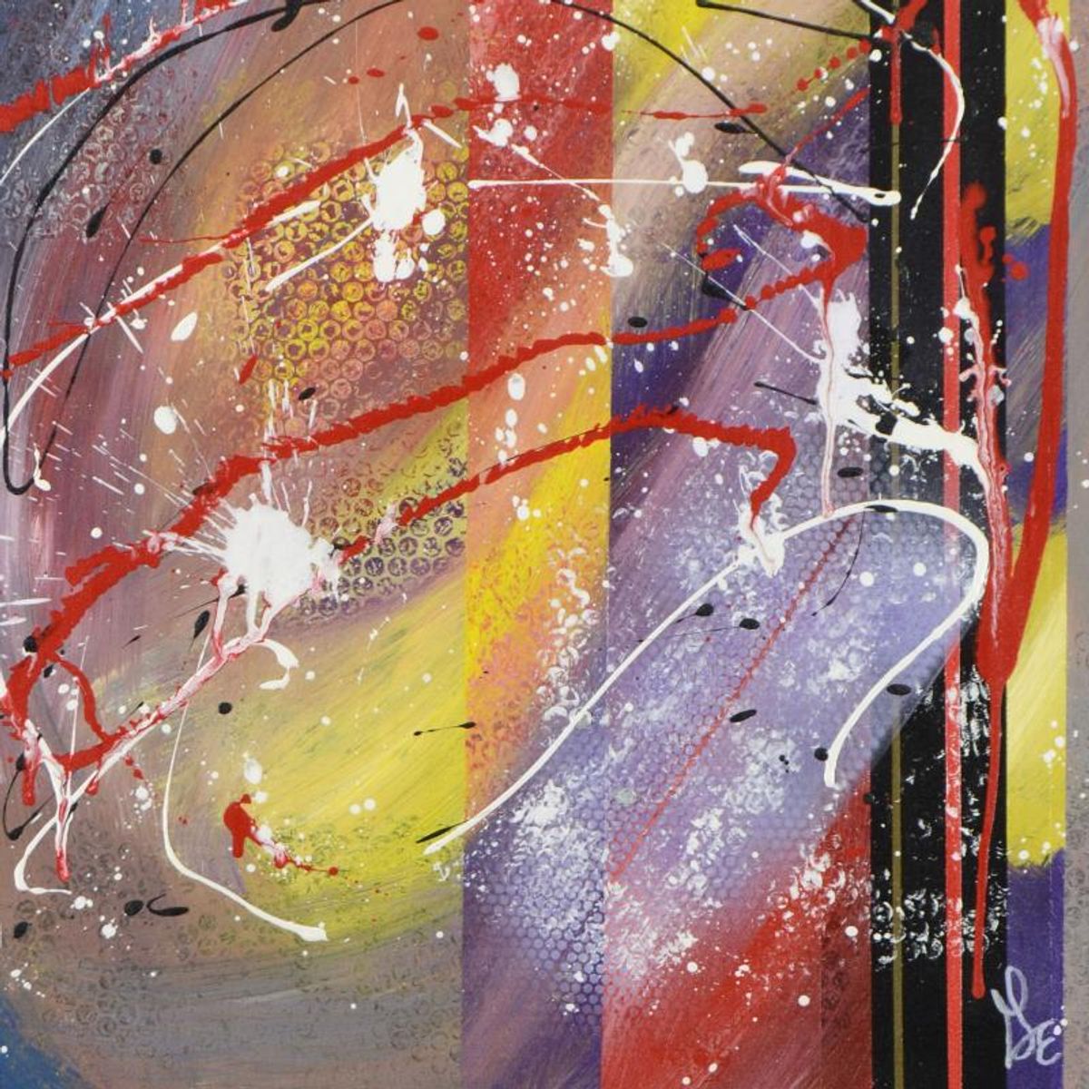 George Marlowe, "Verticals" Hand Signed Original Acrylic Painting on Canvas with Letter of Authenticity.
