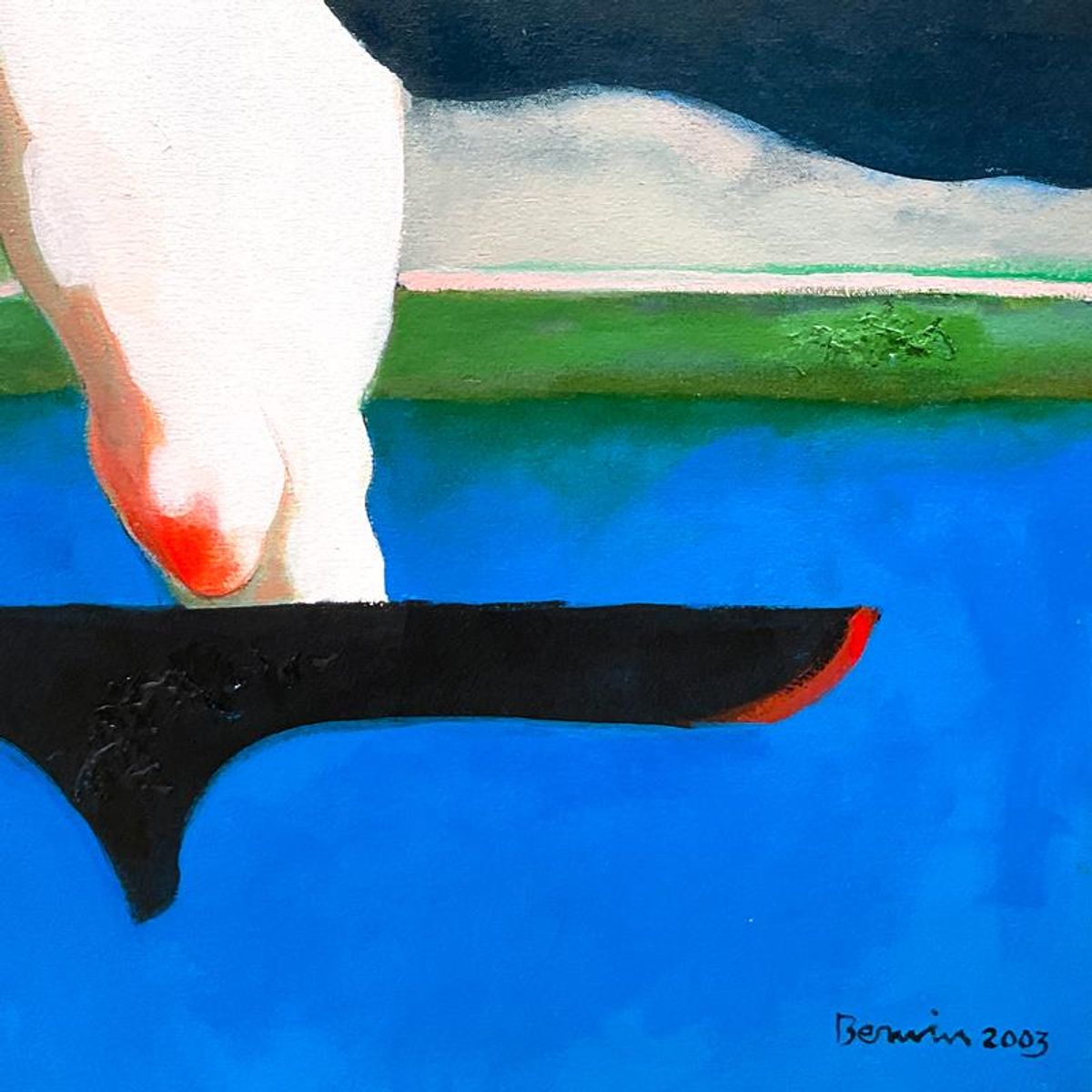 Milton Berwin (1925-2023), Original Painting on Canvas (52" x 66"), Dated 2003 and Hand Signed with Letter of Authenticity.