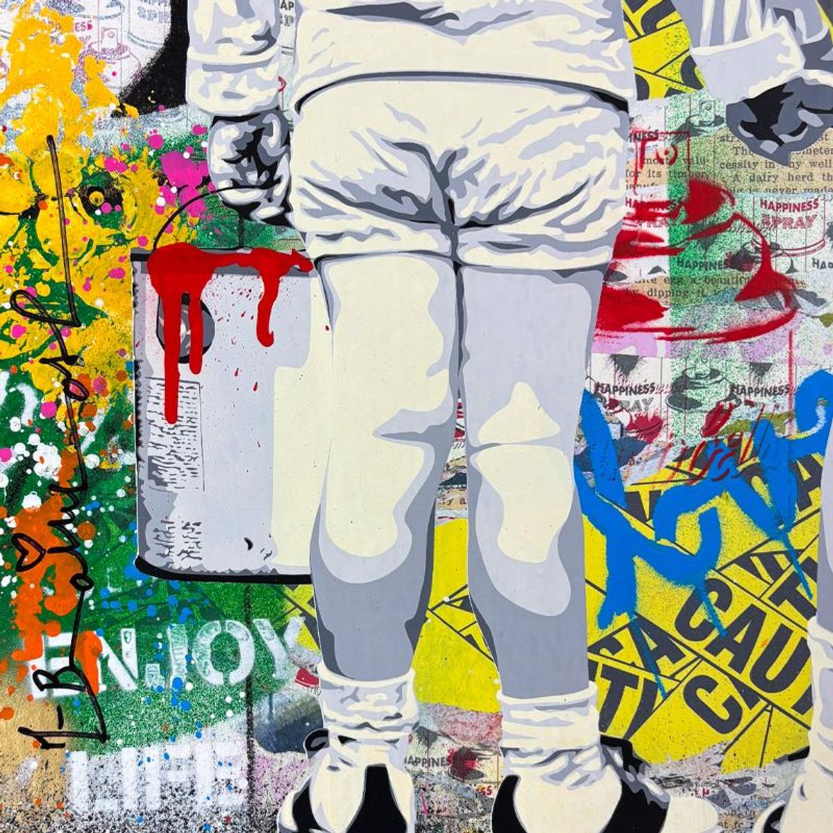 Mr Brainwash, '"Brother's Advice" Framed Mixed Media Original, Hand Signed with Certificate of Authenticity.