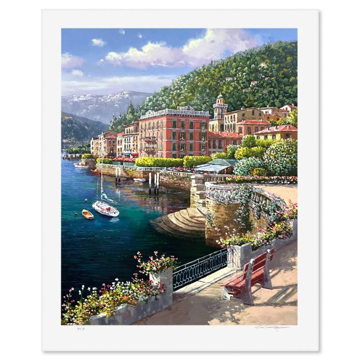 Sam Park, "Lakeside Bellagio" Limited Edition Printer's Proof Serigraph, Numbered 1/3 and Hand Signed with Letter of Authenticity.