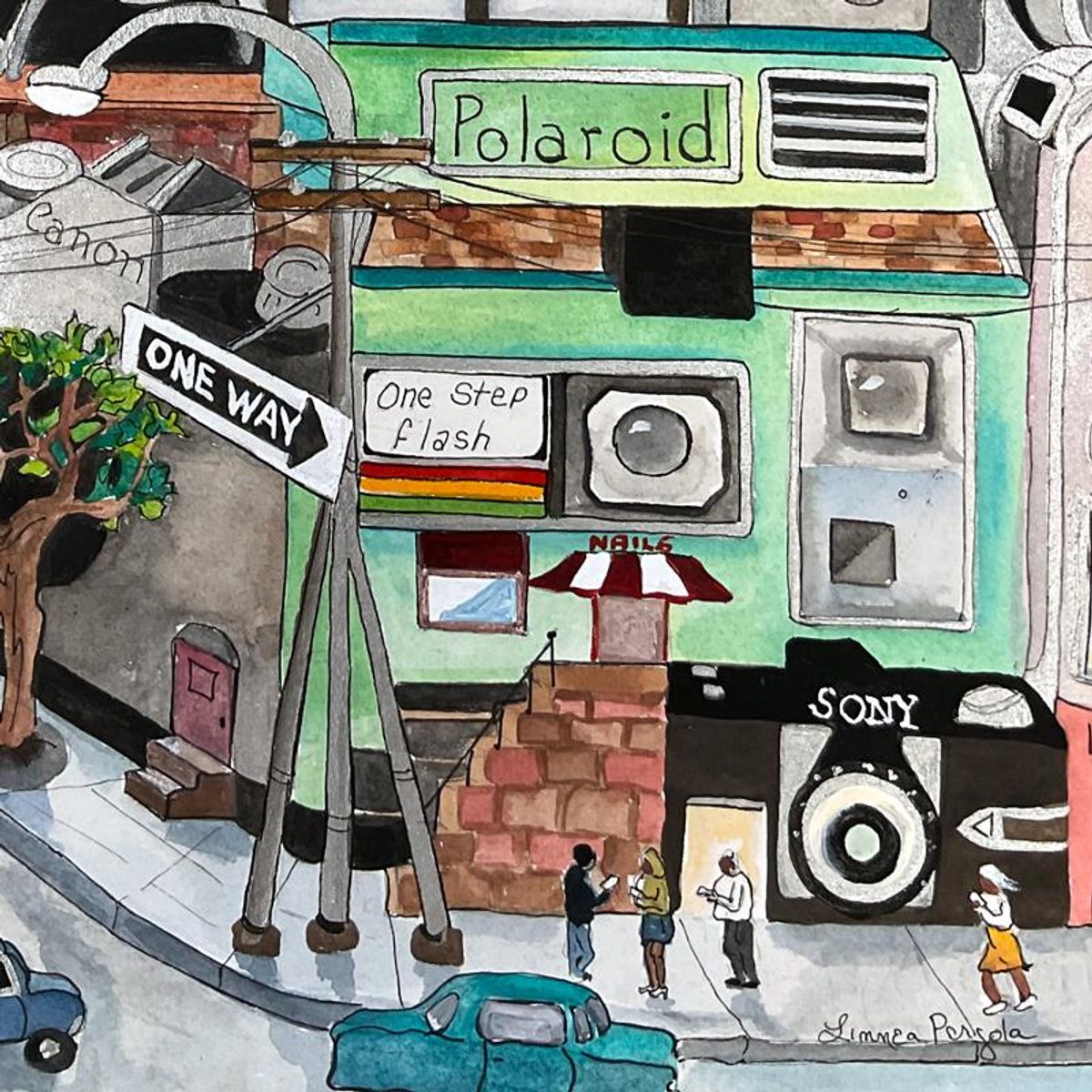 Linnea Pergola, "Clicks" Original Painting, Hand Signed with Letter of Authenticity.