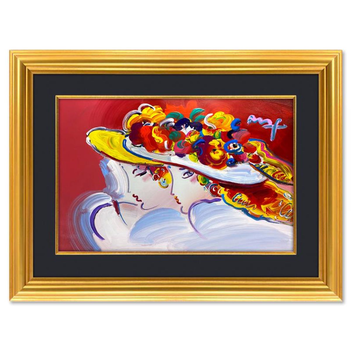 Peter Max (1937-2026), "Friends" Framed One-of-a-Kind Mixed Media, Hand Signed with Registration Number Certifying Authenticity.