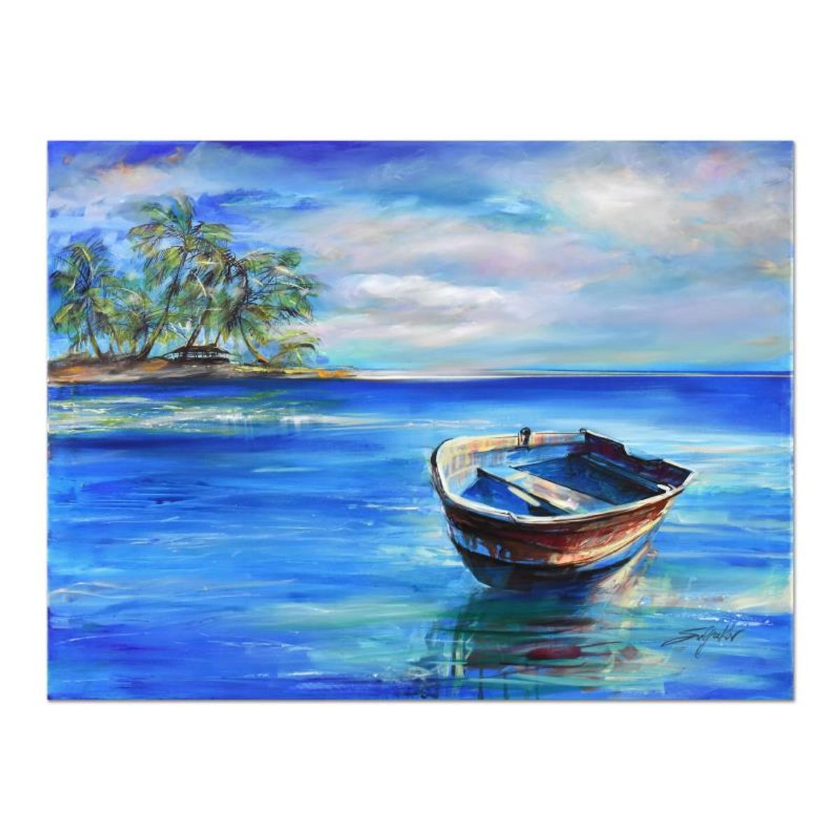 Vadik Suljakov, "Love Paradise" Original Oil Painting on Canvas, Hand Signed with Letter of Authenticity.