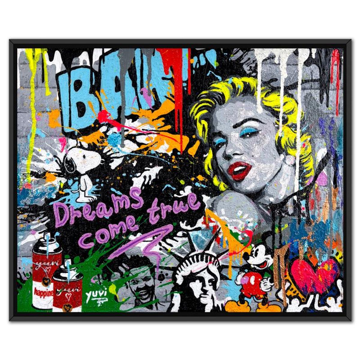 Yuvi, Framed Mixed Media Original on Canvas, Hand Signed with Letter of Authenticity.