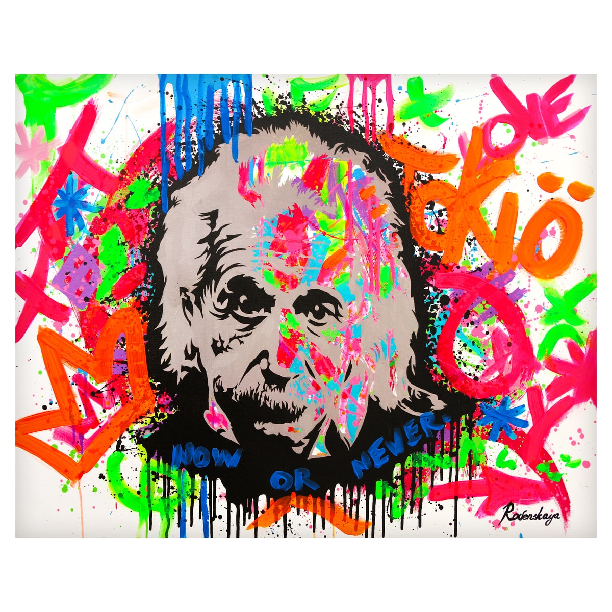 Nastya Rovenskaya- Mixed Media on Canvas "Einstein is Right Again"