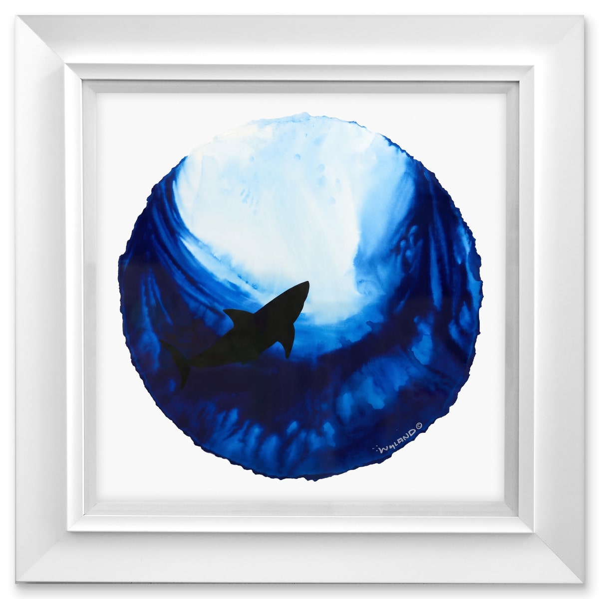 Wyland- Original Watercolor Painting on Deckle Edge Paper "Solitary Shark"