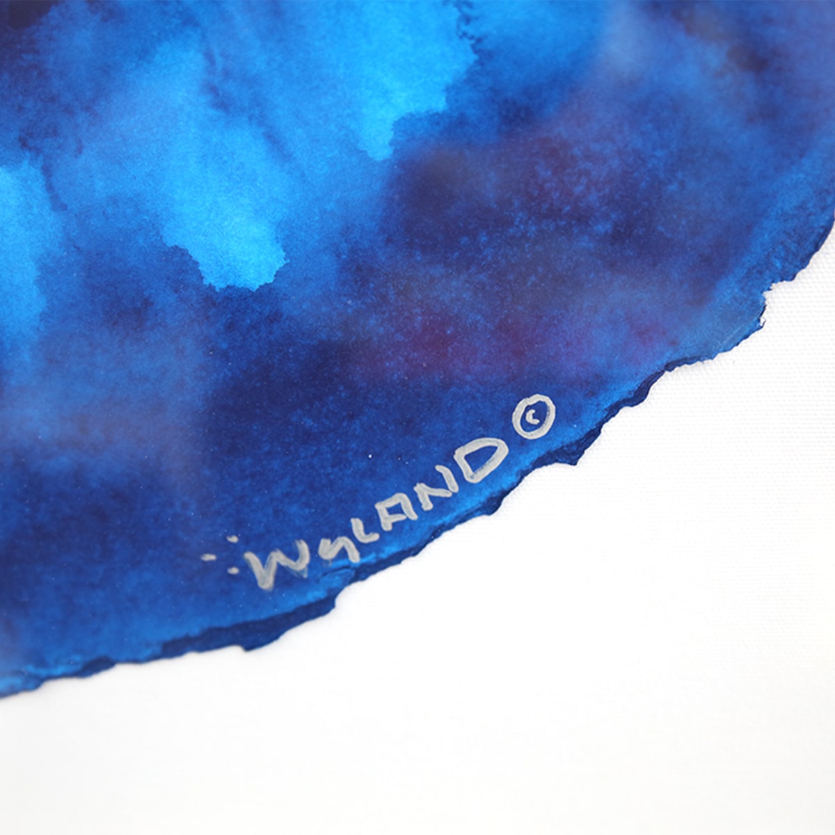 Wyland- Original Watercolor Painting on Deckle Edge Paper "Solitary Shark"