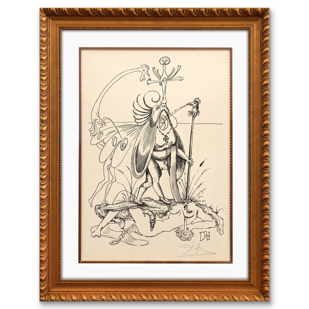 Salvador Dali- Original Lithograph from Gouache and Collage "Les Songes Drolatiques de Pantagruel"