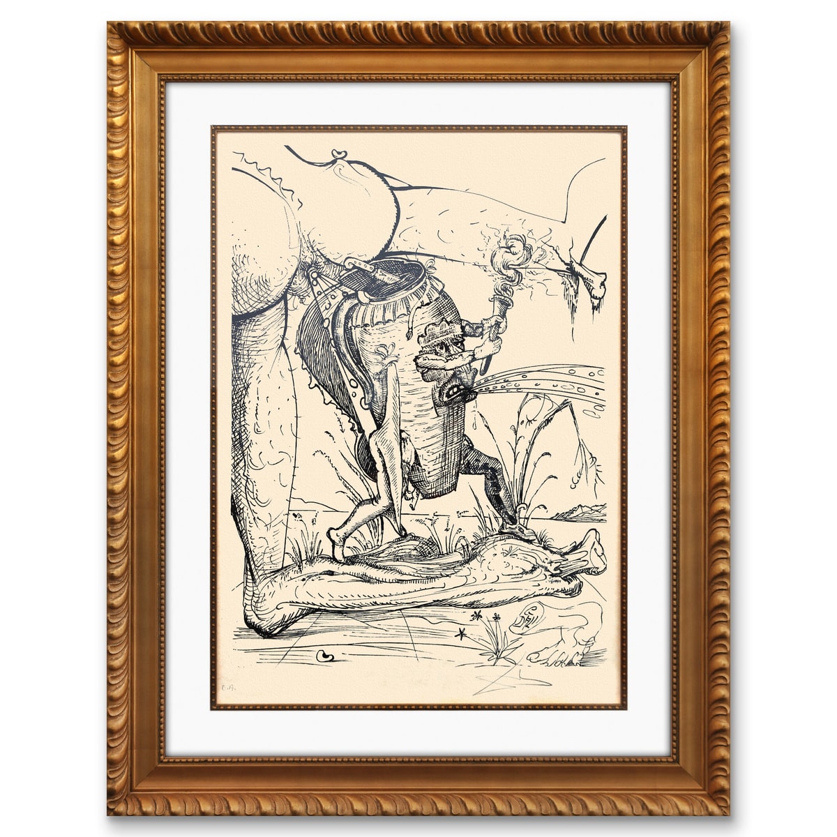 Salvador Dali- Original Lithograph from Gouache and Collage "Les Songes Drolatiques de Pantagruel"