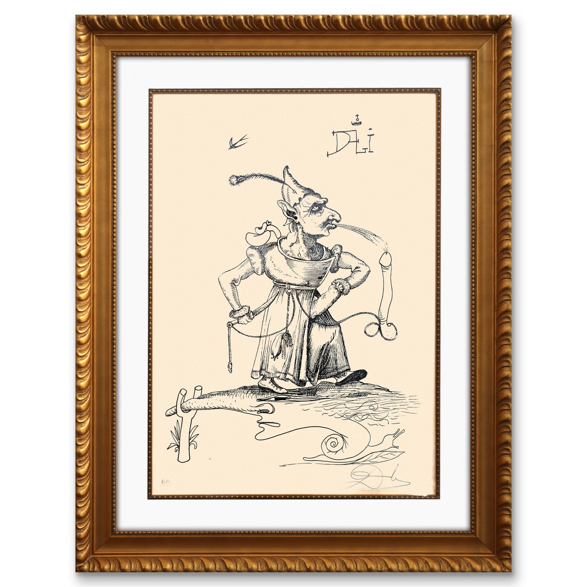 Salvador Dali- Original Lithograph from Gouache and Collage "Les Songes Drolatiques de Pantagruel"