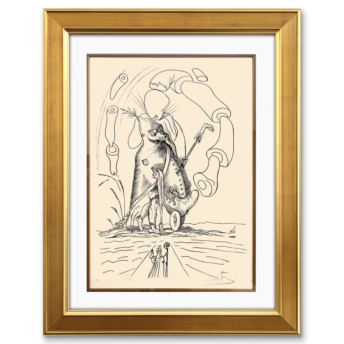 Salvador Dali- Original Lithograph from Gouache and Collage "Les Songes Drolatiques de Pantagruel"