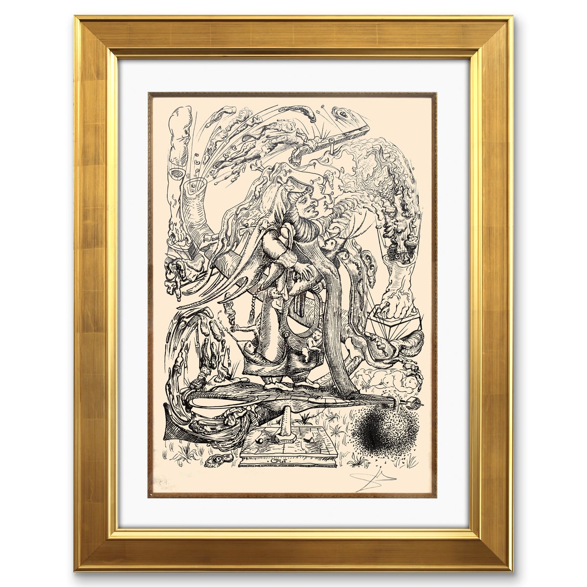Salvador Dali- Original Lithograph from Gouache and Collage "Les Songes Drolatiques de Pantagruel"