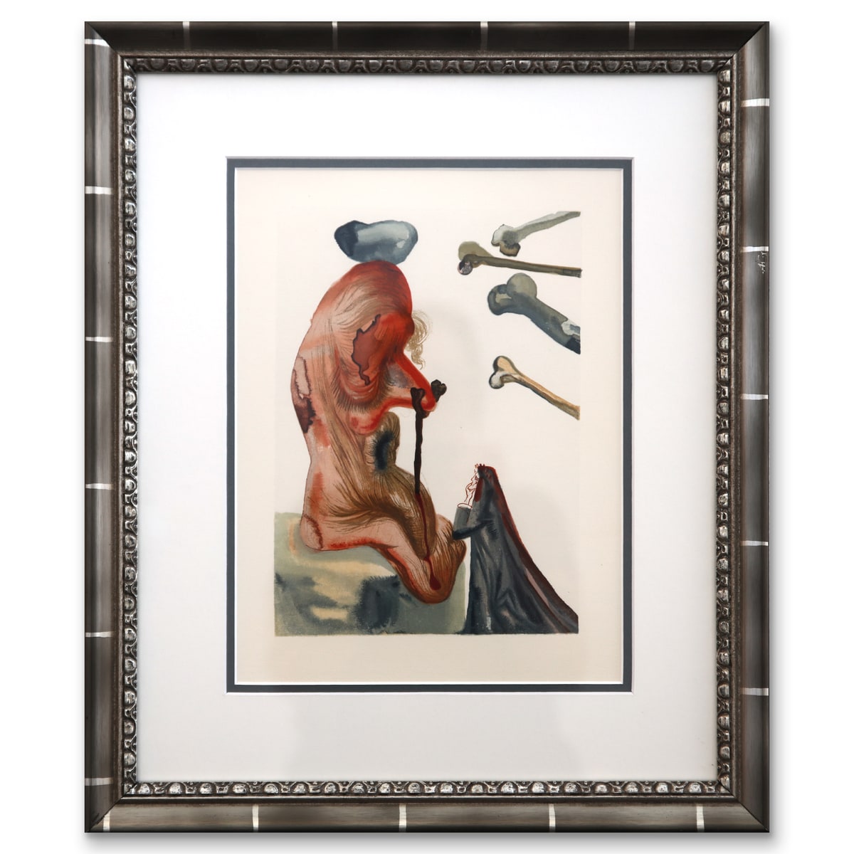 Salvador Dali- Original Color Woodcut on B.F.K. Rives Paper "Inferno 18"