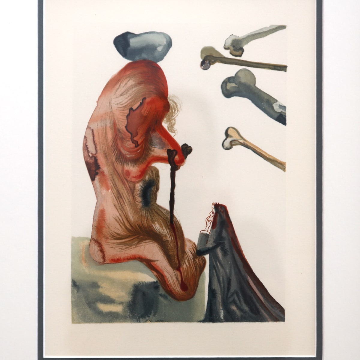 Salvador Dali- Original Color Woodcut on B.F.K. Rives Paper "Inferno 18"