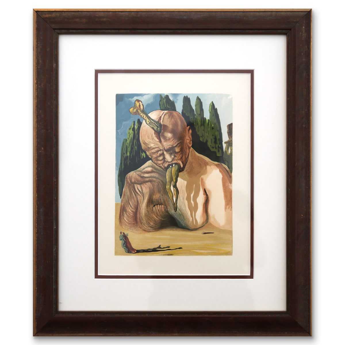 Salvador Dali- Original Color Woodcut on B.F.K. Rives Paper "Inferno 27"