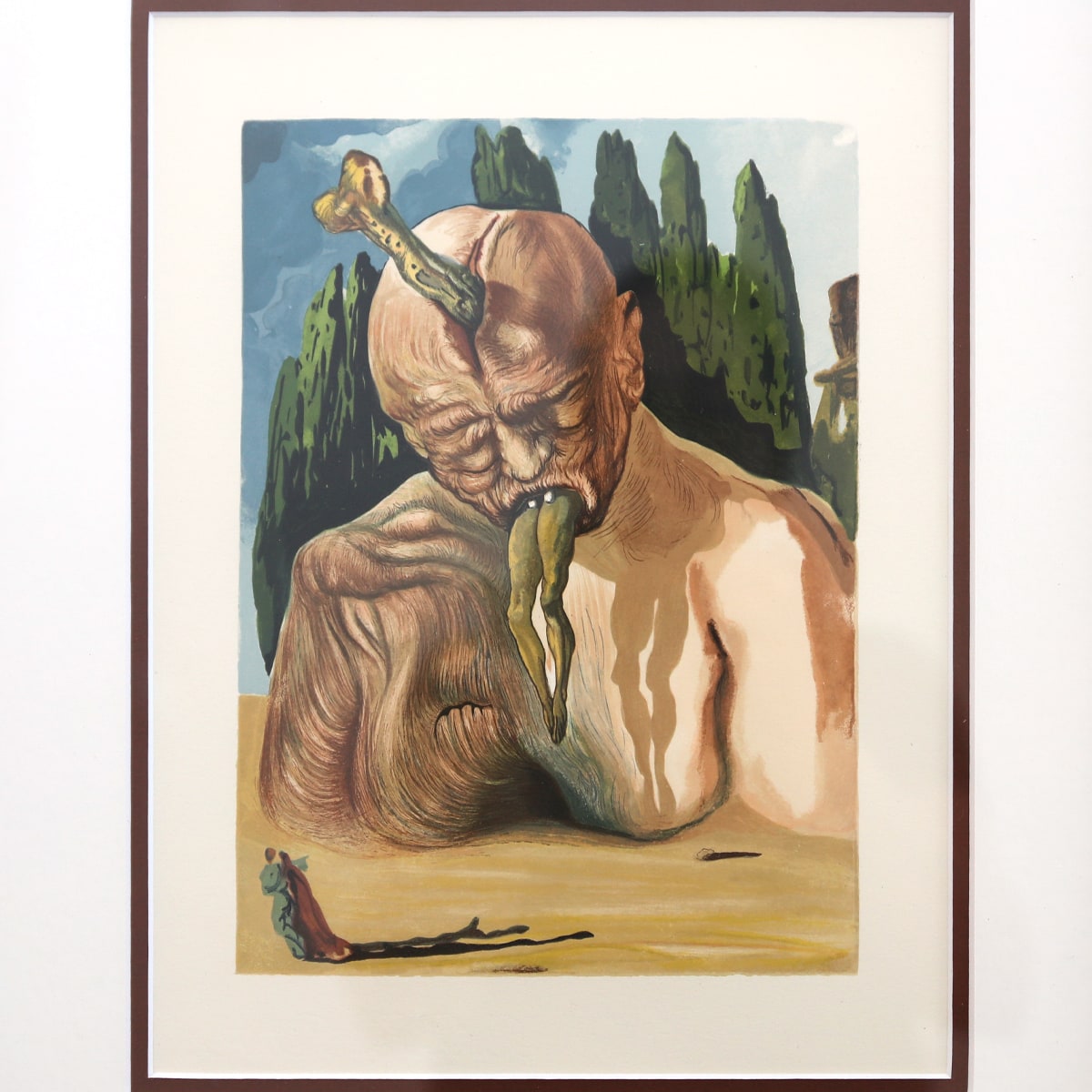 Salvador Dali- Original Color Woodcut on B.F.K. Rives Paper "Inferno 27"