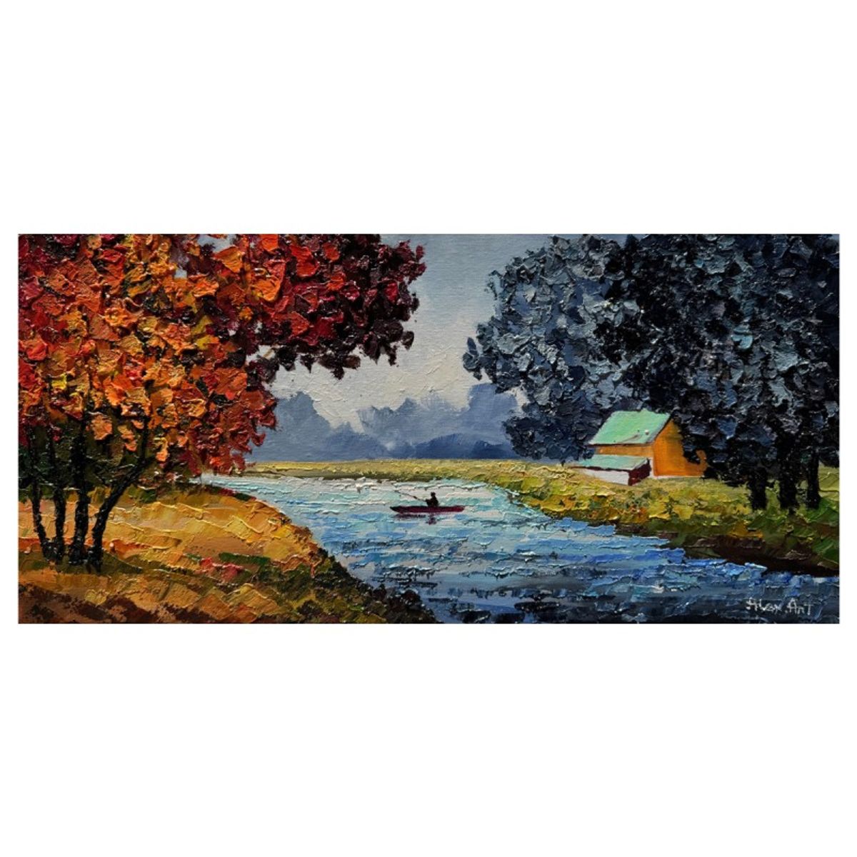 Alexander Antanenka, "Fishing Story" Hand Signed Original Painting on Canvas with Letter of Authenticity.