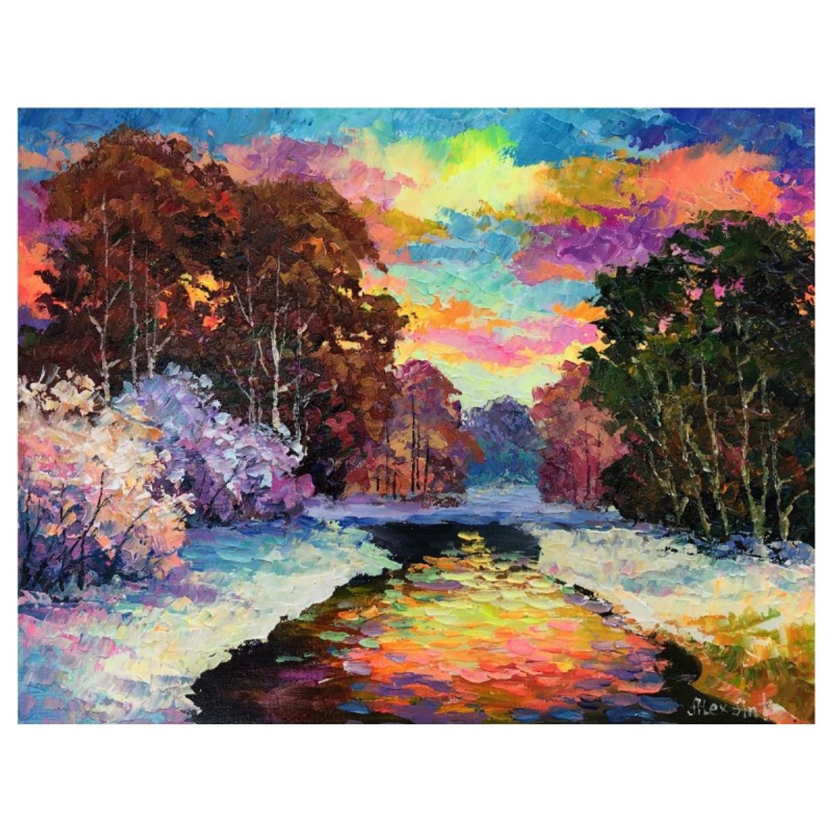 Alexander Antanenka, "Spring Creek" Hand Signed Original Painting on Canvas with Letter of Authenticity.