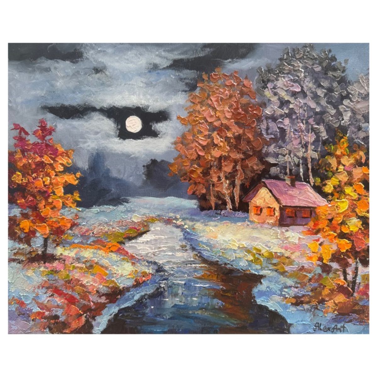 Alexander Antanenka, "Midnight Song" Hand Signed Original Painting on Canvas with Letter of Authenticity.