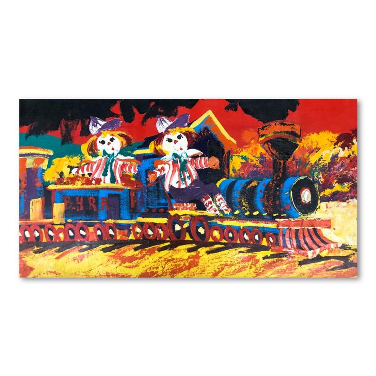 Paul Blaine Henrie (1932-1999), "Choo-Choo Children" Hand Signed Original Painting on Canvas (40"x72") with Letter of Authenticity.