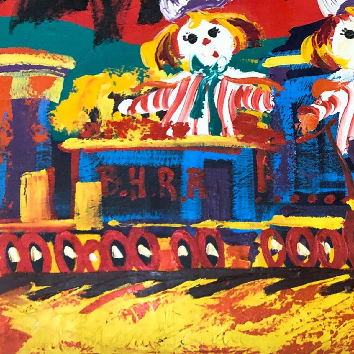 Paul Blaine Henrie (1932-1999), "Choo-Choo Children" Hand Signed Original Painting on Canvas (40"x72") with Letter of Authenticity.