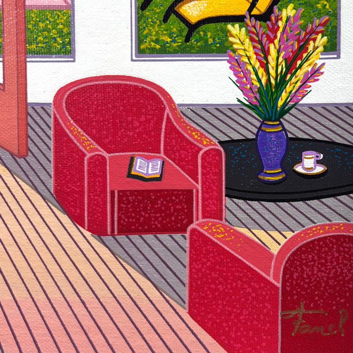 Fanch Ledan, "Poolhouse in Palm Beach" Limited Edition Serigraph on Canvas, AP Numbered and Hand Signed with Certificate of Authenticity.