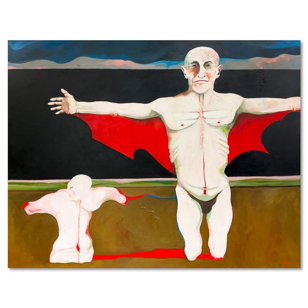 Milton Berwin (1925-2023), Original Painting on Canvas (52" x 66"), Hand Signed with Letter of Authenticity.