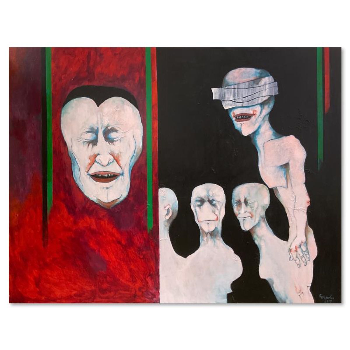 Milton Berwin (1925-2023), Original Painting on Canvas (50" x 66"), Hand Signed with Letter of Authenticity.