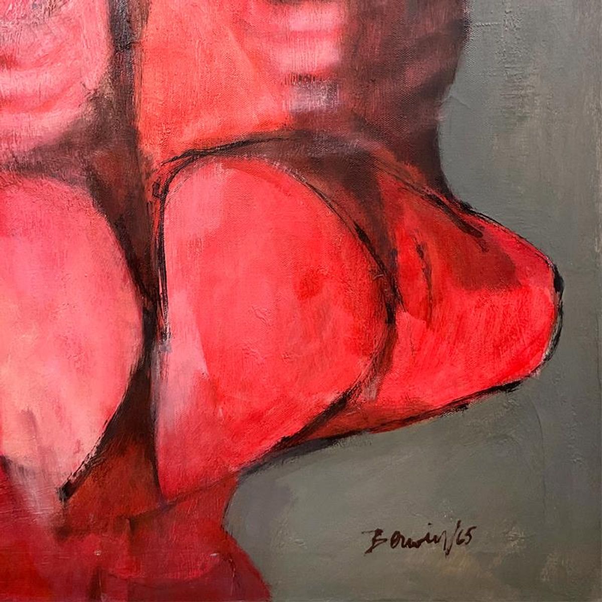 Milton Berwin (1925-2023), Original Painting on Canvas (40" x 30"), Dated 1965 and Hand Signed with Letter of Authenticity.