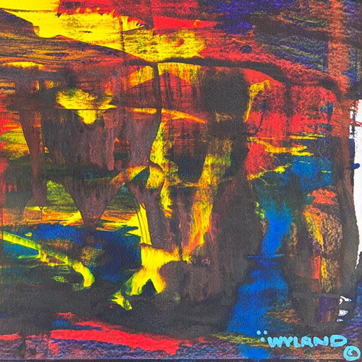 Wyland, "Untitled Abstract" Framed Original Painting on Paper, Hand Signed with Letter of Authenticity.