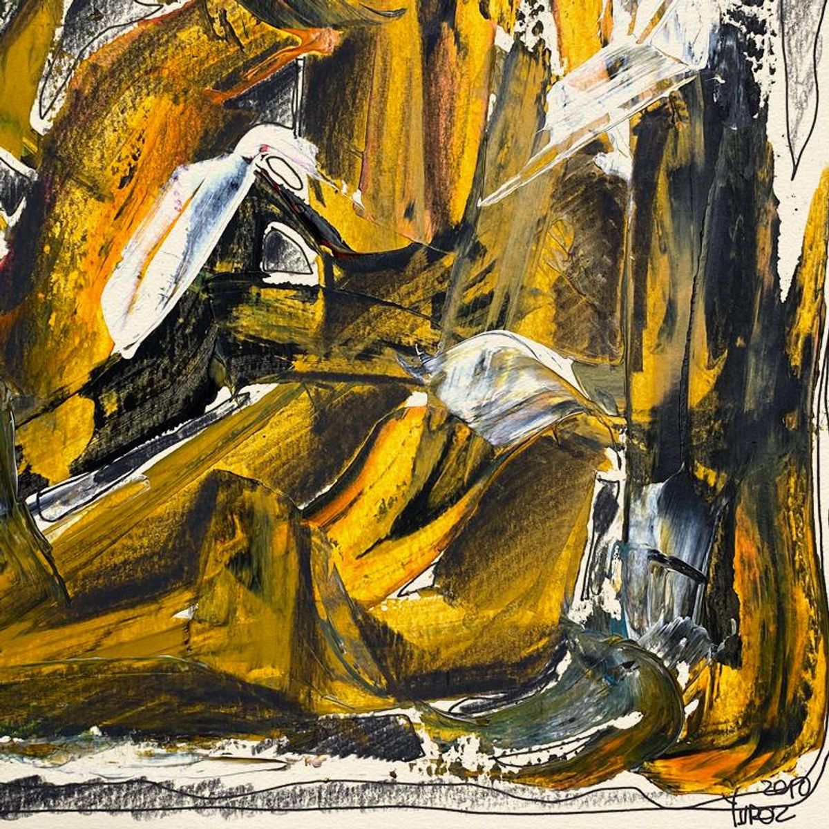 Yuroz, Framed Original Painting, Hand Signed with Letter of Authenticity.