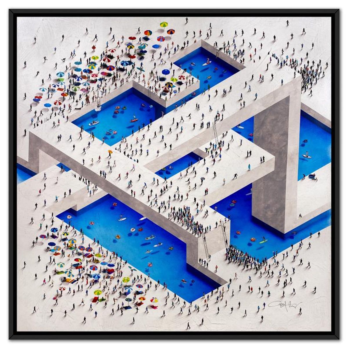 Craig Alan, "Populus: 'Swim Complex'" Framed, Hand Signed Limited Edition Canvas with Letter of Authenticity.