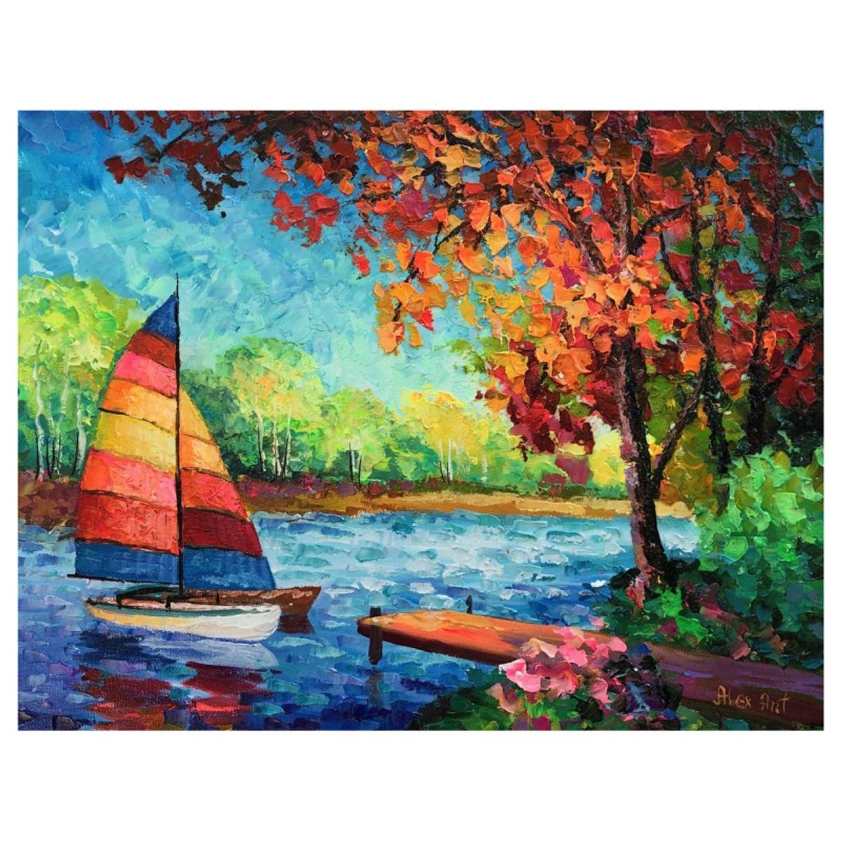 Alexander Antanenka, "Private Pier" Hand Signed Original Painting on Canvas with Letter of Authenticity.