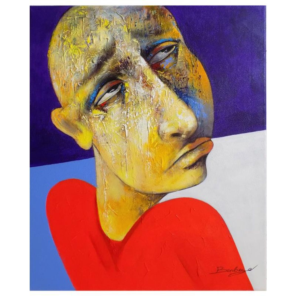 Berberyan, "On the Cusp" Hand Signed Original Painting on Canvas with Letter of Authenticity.