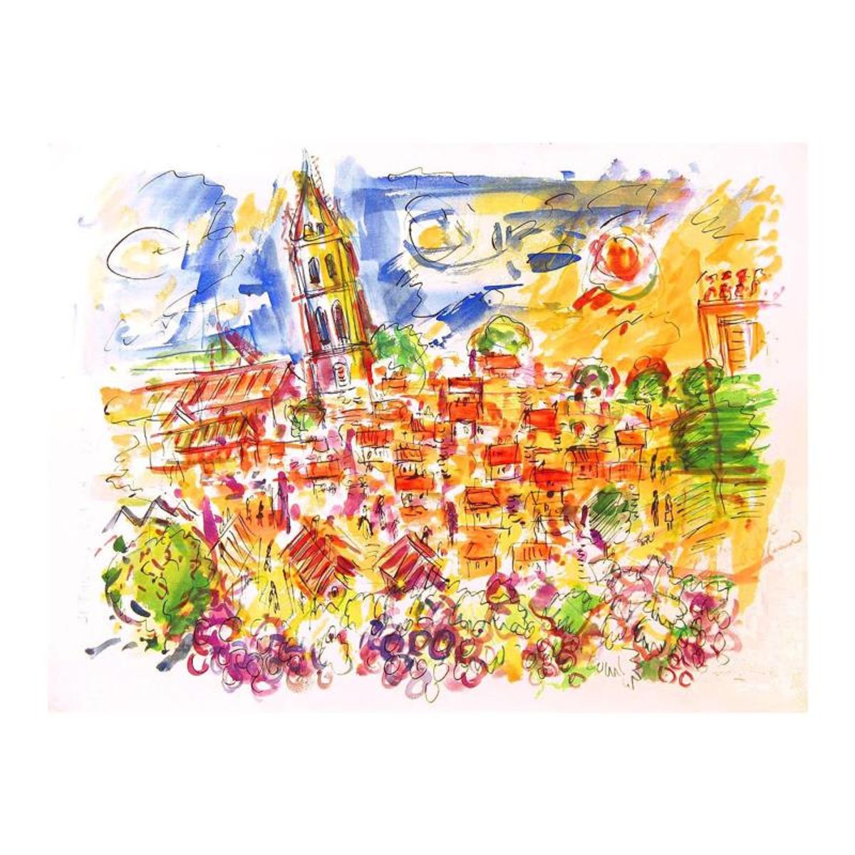Wayne Ensrud, "St Emilion, 2" Mixed Media Original Artwork; Hand Signed; COA