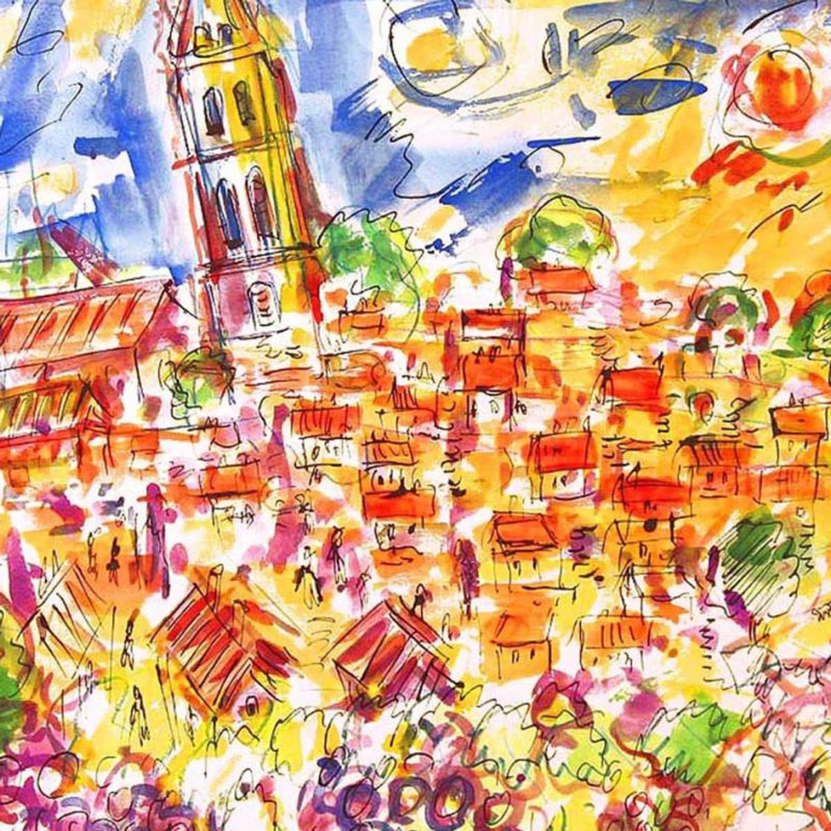 Wayne Ensrud, "St Emilion, 2" Mixed Media Original Artwork; Hand Signed; COA