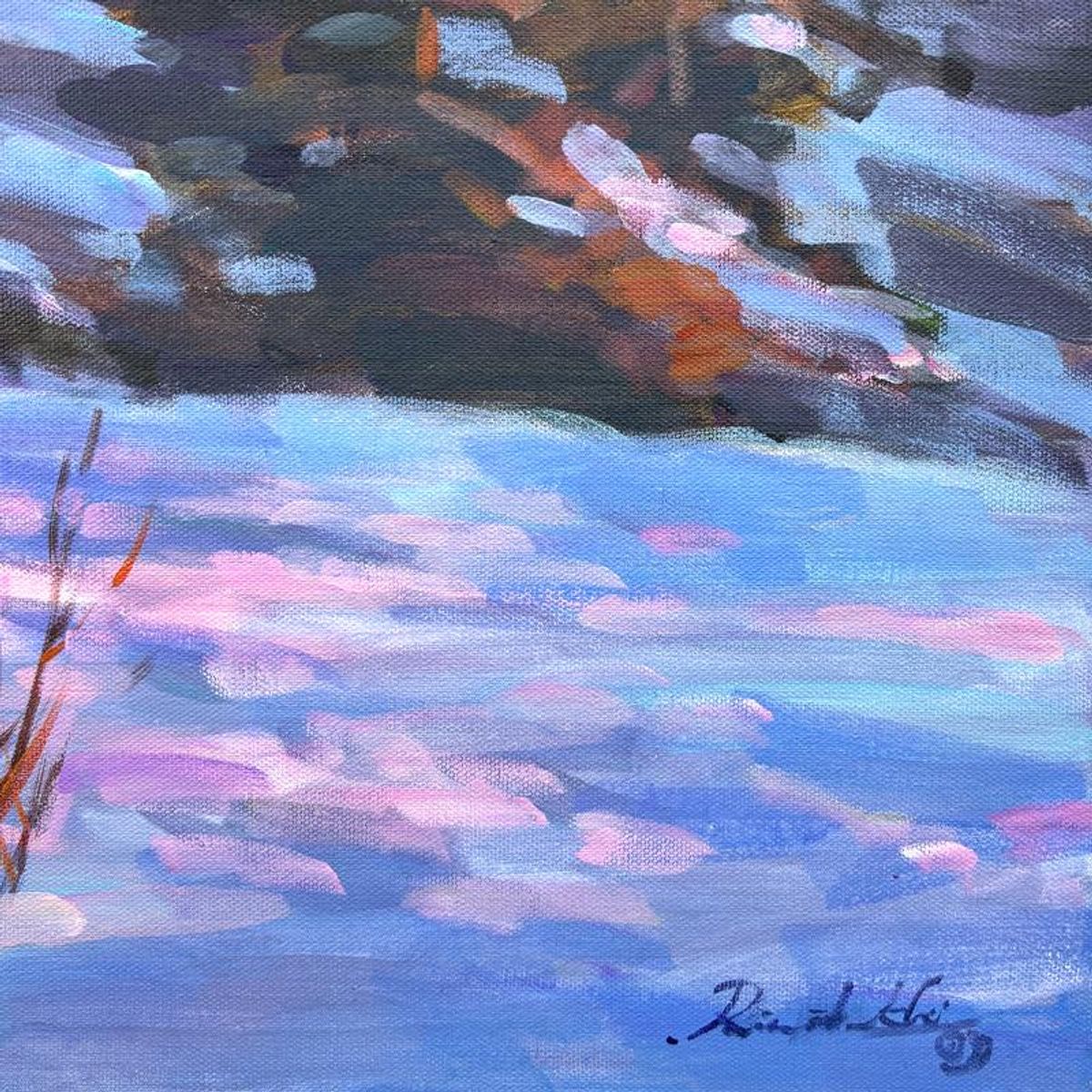 Richard Ho, "Winter Run" Original Acrylic Painting on Canvas, Hand Signed with Letter of Authenticity.