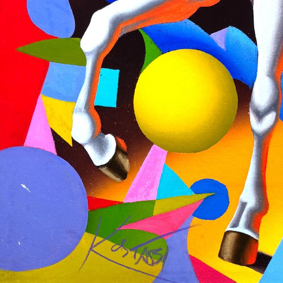 Mark Kostabi, "Equastrian Ecstacy" Limited Edition, MP Numbered 9/27 and Hand Signed with Letter of Authenticity.