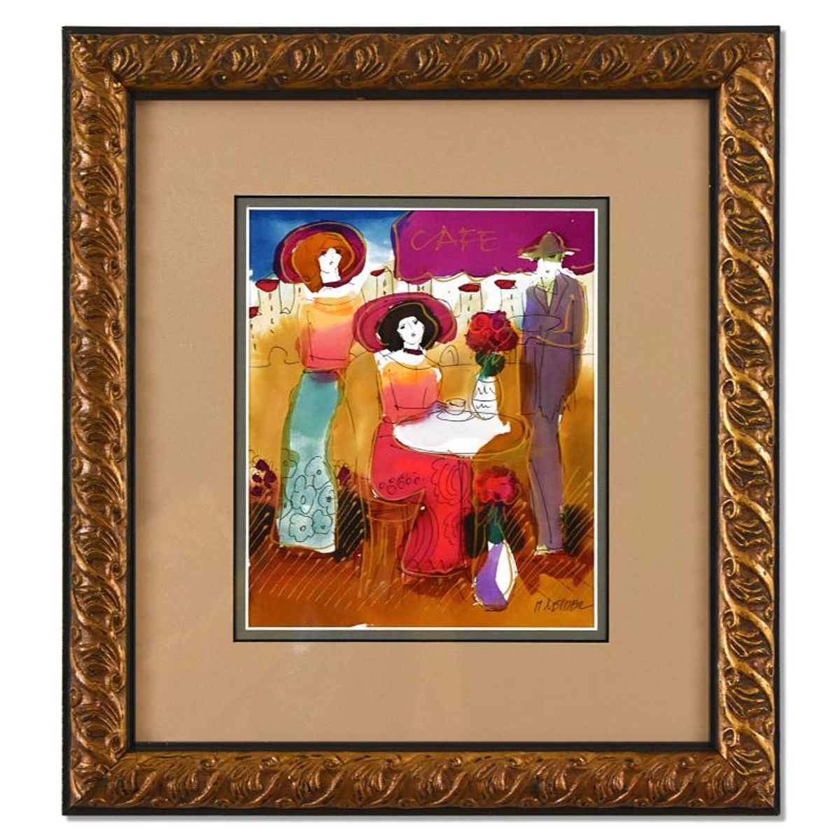Moshe Leider, Framed Original Mixed Media Watercolor Painting, Hand Signed with Letter of Authenticity.