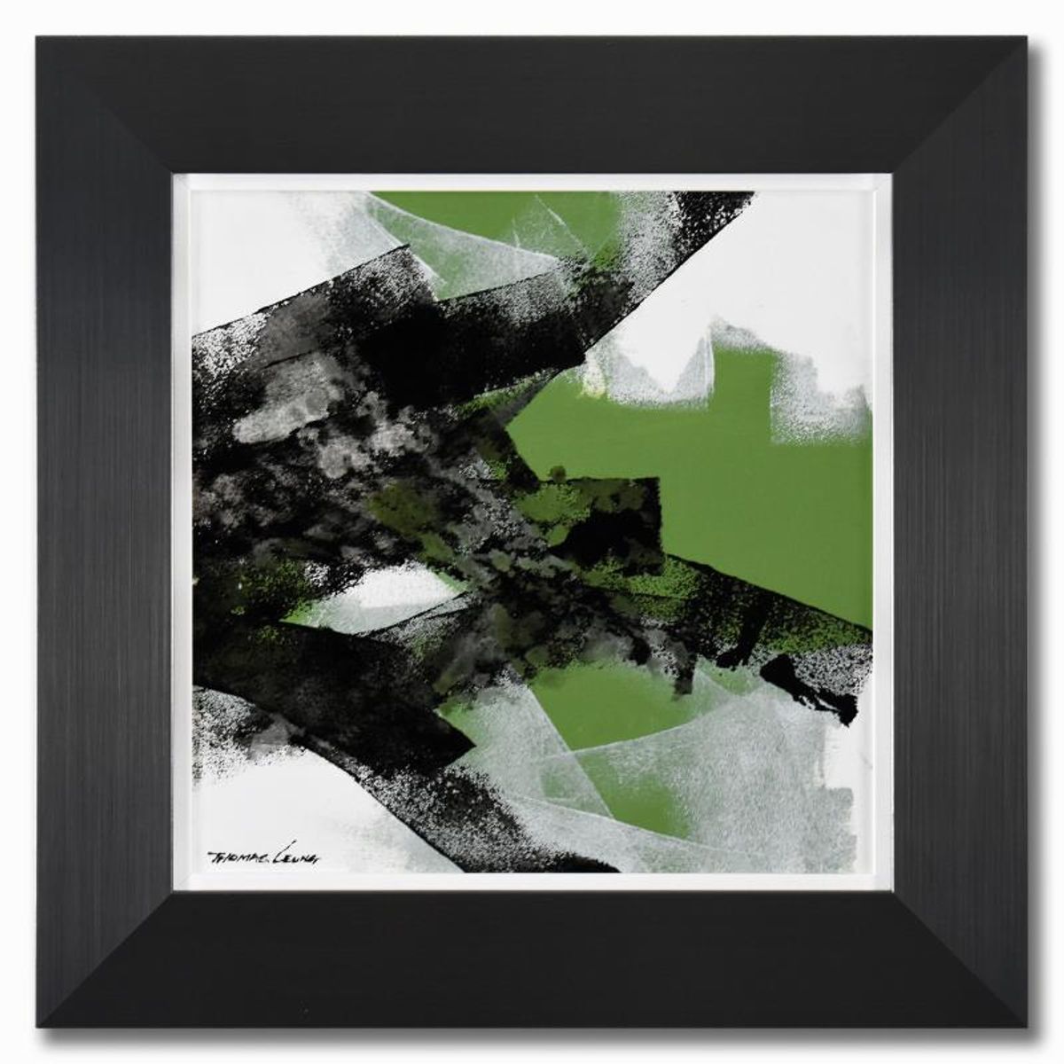 Thomas Leung, "Abstract Wave 6" Framed Original Acrylic Painting on Canvas Board, Hand Signed with Letter of Authenticity.