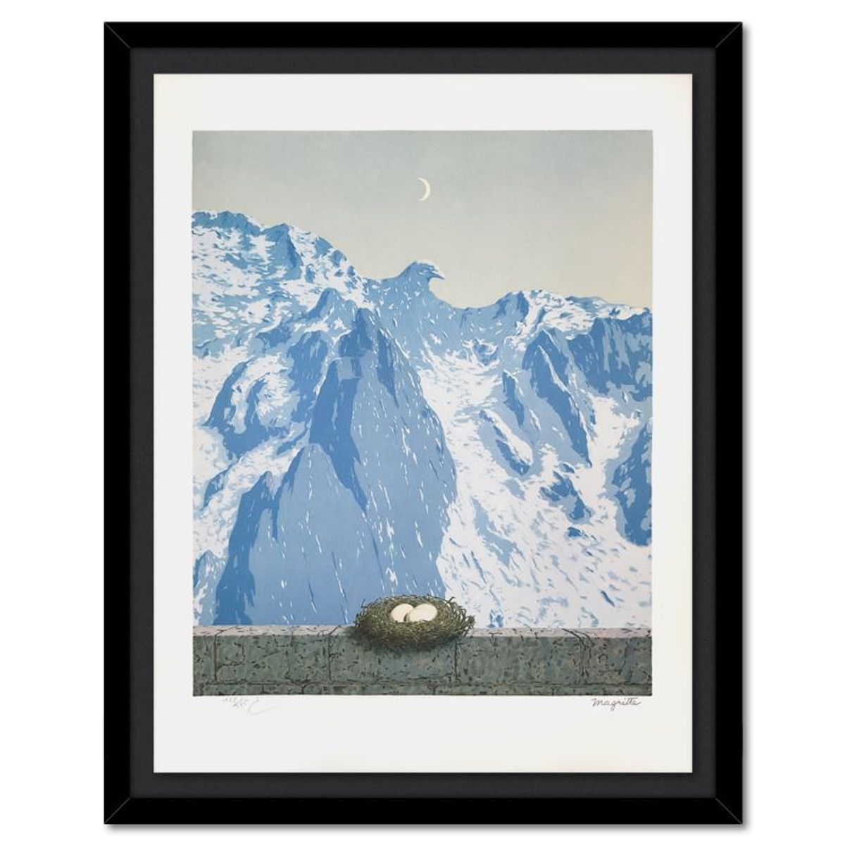 Rene Magritte 1898-1967 (After), "Le Domaine d'Arnheim (The Domain of Arnheim)" Framed Limited Edition Lithograph, Estate Signed and Numbered 122/275 with Certificate of Authenticity.